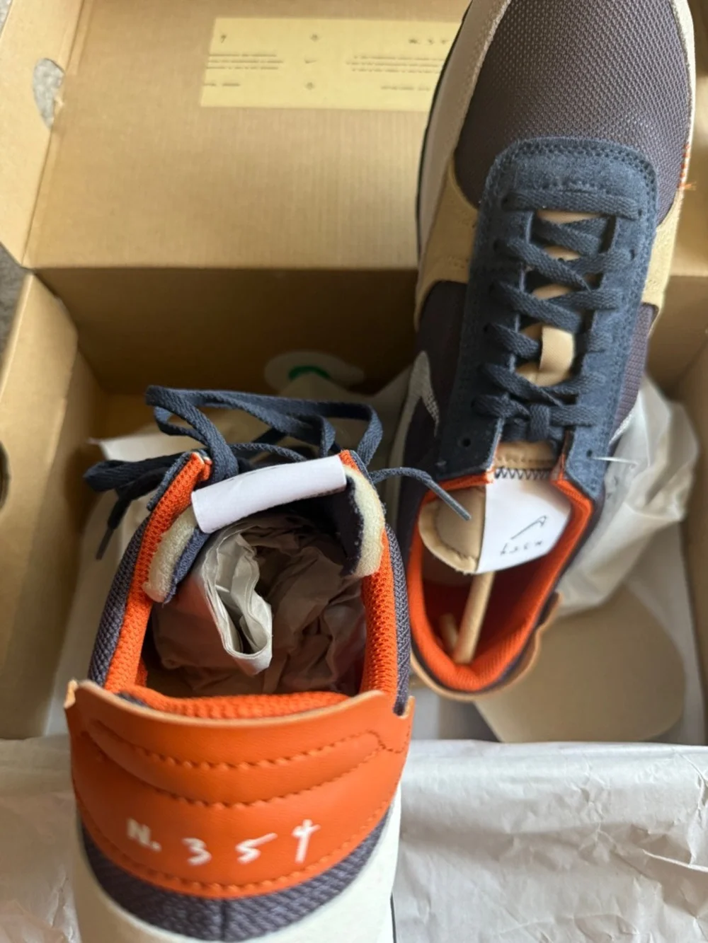 Nike Daybreak-Type Sneakers in Navy, Cream and Orange - Picture 7 of 10